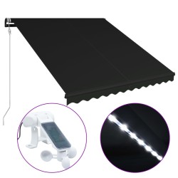 vidaXL Einziehbare Markise mit Windsensor & LED 350x250cm Anthrazit