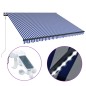 vidaXL Markise mit Windsensor & LED 450x300cm Blau und Weiß vidaXL Markise mit Windsensor & LED 450x300cm Blau und Weiß