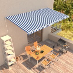 vidaXL Einziehbare Markise Handbetrieben 600 x 300 cm Blau und Weiß