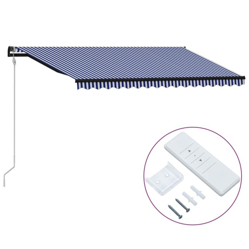 vidaXL Automatisch Einziehbare Markise 450×300 cm Blau und Weiß vidaXL Automatisch Einziehbare Markise 450×300 cm Blau und Weiß