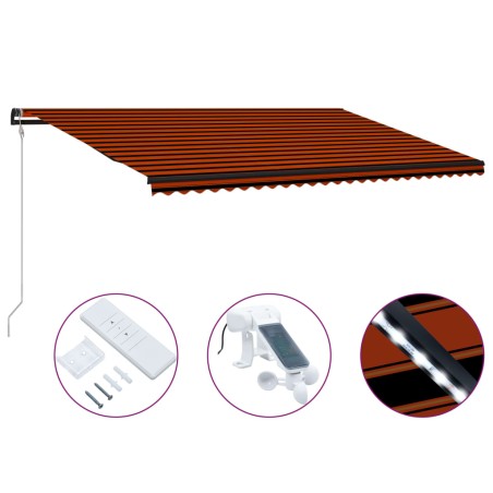 vidaXL Einziehbare Markise mit Windsensor & LED 600x300cm Orange Braun