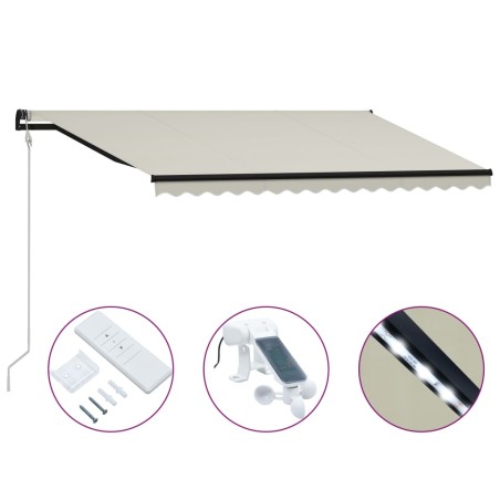 vidaXL Einziehbare Markise mit Windsensor & LED 400x300cm Creme