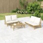 2-tlg. Garten-Lounge-Set mit Cremeweißen Kissen Bambus 2-tlg. Garten-Lounge-Set mit Cremeweißen Kissen Bambus