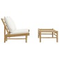2-tlg. Garten-Lounge-Set mit Cremeweißen Kissen Bambus 2-tlg. Garten-Lounge-Set mit Cremeweißen Kissen Bambus