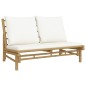 2-tlg. Garten-Lounge-Set mit Cremeweißen Kissen Bambus 2-tlg. Garten-Lounge-Set mit Cremeweißen Kissen Bambus