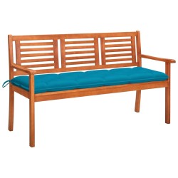 vidaXL 3-Sitzer-Gartenbank mit Auflage 150 cm Massivholz Eukalyptus