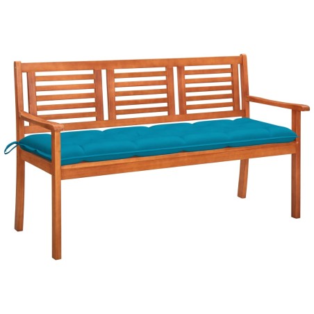 vidaXL 3-Sitzer-Gartenbank mit Auflage 150 cm Massivholz Eukalyptus