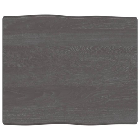 Tischplatte 60x50x4 cm Massivholz Eiche Behandelt Baumkante