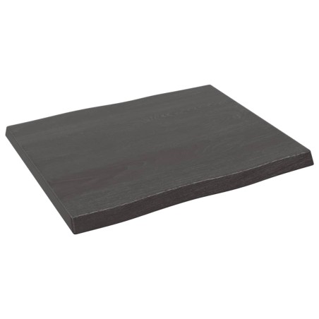 Tischplatte 60x50x4 cm Massivholz Eiche Behandelt Baumkante