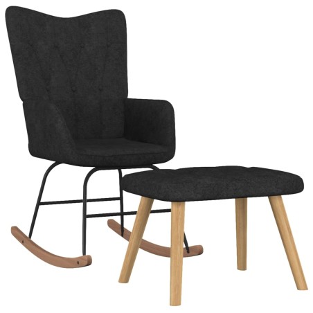 vidaXL Schaukelsessel mit Hocker Schwarz Stoff