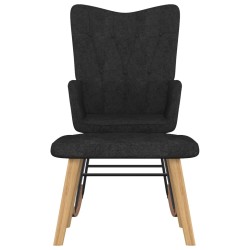 vidaXL Schaukelsessel mit Hocker Schwarz Stoff