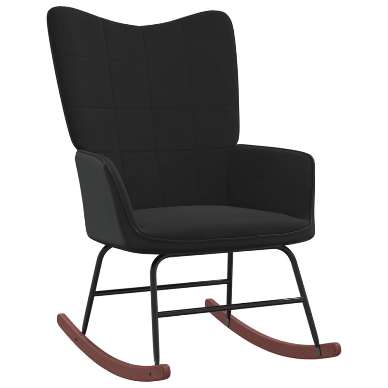 vidaXL Schaukelstuhl Schwarz Samt und PVC vidaXL Schaukelstuhl Schwarz Samt und PVC