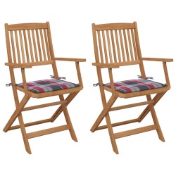 vidaXL Klappbare Gartenstühle 2 Stk. mit Kissen Massivholz Akazie