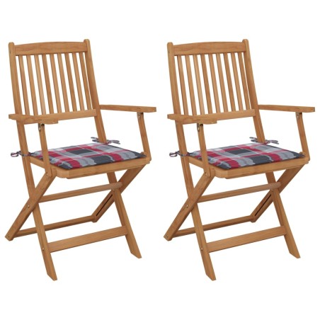 vidaXL Klappbare Gartenstühle 2 Stk. mit Kissen Massivholz Akazie