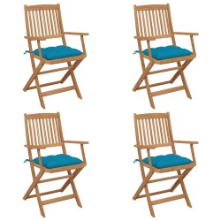 vidaXL Klappbare Gartenstühle 4 Stk. mit Kissen Massivholz Akazie