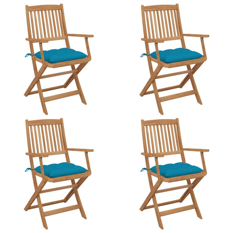 vidaXL Klappbare Gartenstühle 4 Stk. mit Kissen Massivholz Akazie vidaXL Klappbare Gartenstühle 4 Stk. mit Kissen Massivholz Akazie