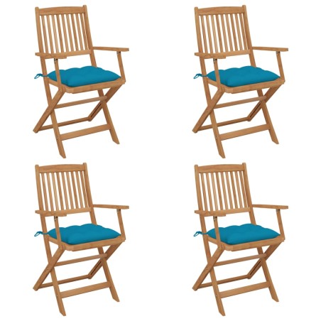 vidaXL Klappbare Gartenstühle 4 Stk. mit Kissen Massivholz Akazie