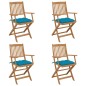 vidaXL Klappbare Gartenstühle 4 Stk. mit Kissen Massivholz Akazie vidaXL Klappbare Gartenstühle 4 Stk. mit Kissen Massivholz Akazie