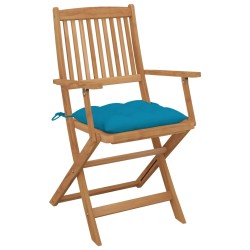 vidaXL Klappbare Gartenstühle 4 Stk. mit Kissen Massivholz Akazie