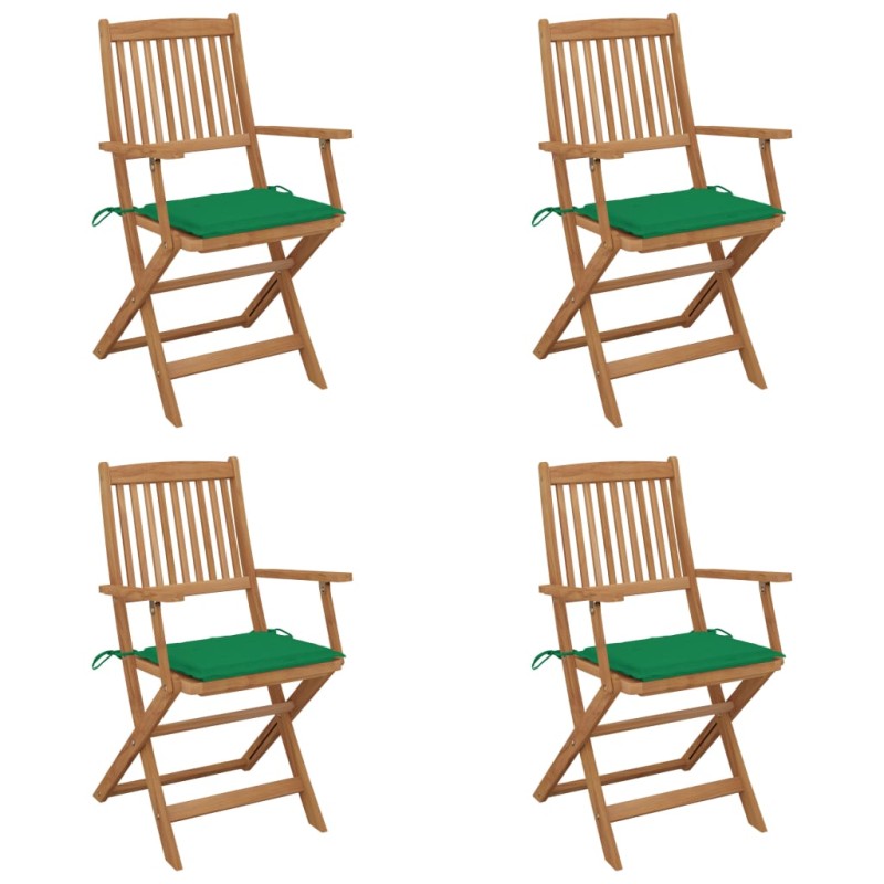 vidaXL Klappbare Gartenstühle 4 Stk. mit Kissen Massivholz Akazie vidaXL Klappbare Gartenstühle 4 Stk. mit Kissen Massivholz Akazie