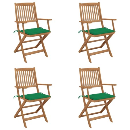 vidaXL Klappbare Gartenstühle 4 Stk. mit Kissen Massivholz Akazie