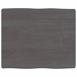 Tischplatte 60x50x6 cm Massivholz Eiche Behandelt Baumkante