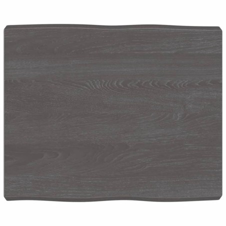 Tischplatte 60x50x6 cm Massivholz Eiche Behandelt Baumkante