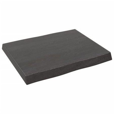 Tischplatte 60x50x6 cm Massivholz Eiche Behandelt Baumkante