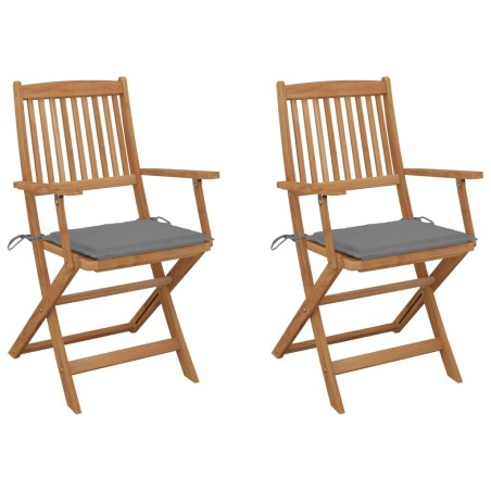 vidaXL Klappbare Gartenstühle 2 Stk. mit Kissen Massivholz Akazie
