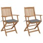 vidaXL Klappbare Gartenstühle 2 Stk. mit Kissen Massivholz Akazie vidaXL Klappbare Gartenstühle 2 Stk. mit Kissen Massivholz Akazie