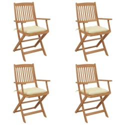 vidaXL Klappbare Gartenstühle 4 Stk. mit Kissen Massivholz Akazie