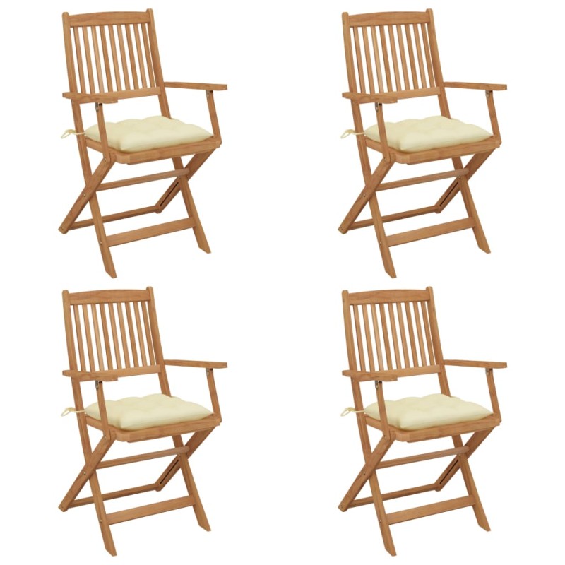 vidaXL Klappbare Gartenstühle 4 Stk. mit Kissen Massivholz Akazie vidaXL Klappbare Gartenstühle 4 Stk. mit Kissen Massivholz Akazie