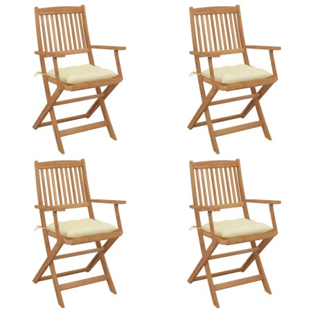 vidaXL Klappbare Gartenstühle 4 Stk. mit Kissen Massivholz Akazie