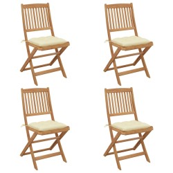 vidaXL Klappbare Gartenstühle 4 Stk. mit Kissen Massivholz Akazie