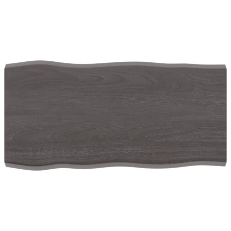 Tischplatte 80x40x4 cm Massivholz Eiche Behandelt Baumkante