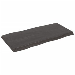 Tischplatte 80x40x4 cm Massivholz Eiche Behandelt Baumkante
