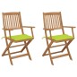 vidaXL Klappbare Gartenstühle 2 Stk. mit Kissen Massivholz Akazie vidaXL Klappbare Gartenstühle 2 Stk. mit Kissen Massivholz Akazie