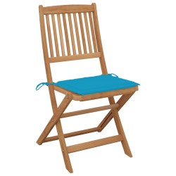 vidaXL Klappbare Gartenstühle 2 Stk. mit Kissen Massivholz Akazie