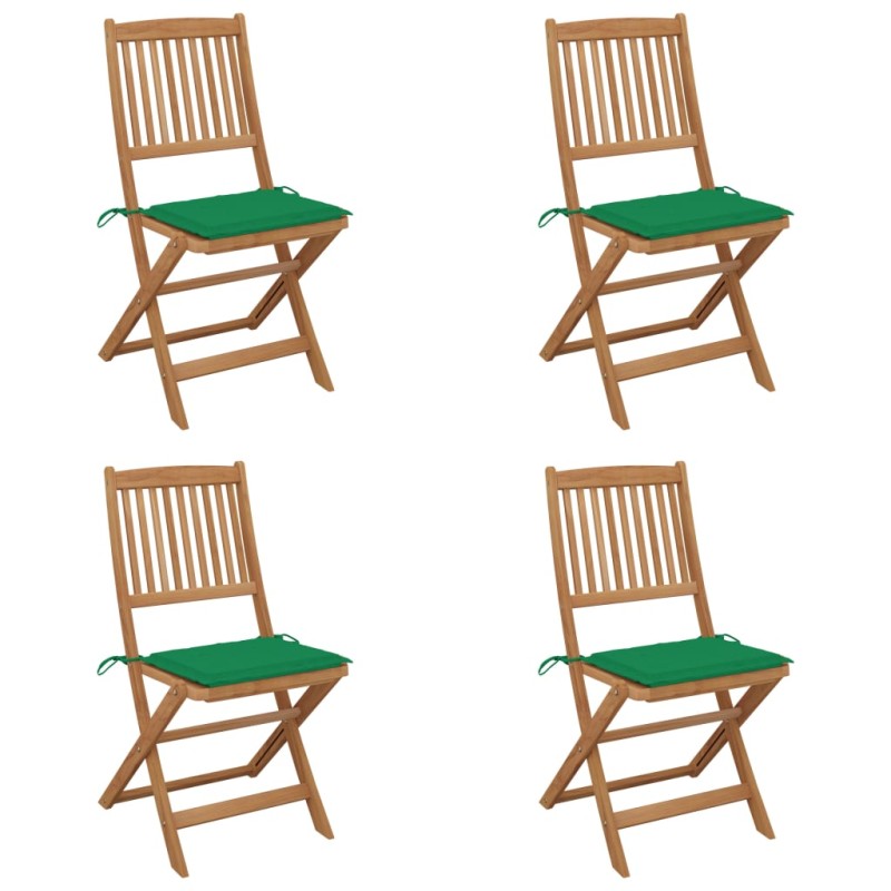 vidaXL Klappbare Gartenstühle 4 Stk. mit Kissen Massivholz Akazie vidaXL Klappbare Gartenstühle 4 Stk. mit Kissen Massivholz Akazie