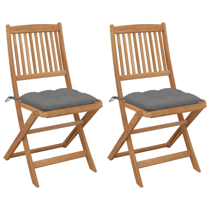 vidaXL Klappbare Gartenstühle 2 Stk. mit Kissen Massivholz Akazie vidaXL Klappbare Gartenstühle 2 Stk. mit Kissen Massivholz Akazie
