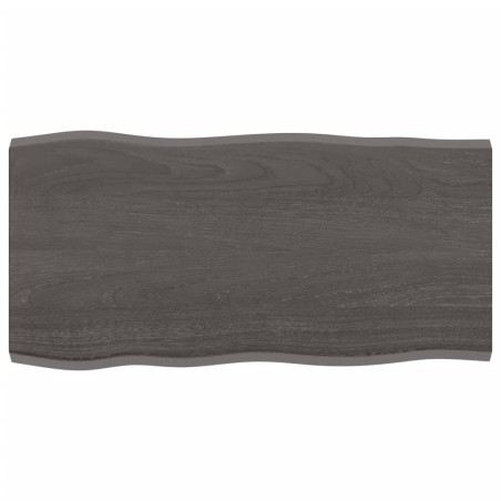 Tischplatte 80x40x2 cm Massivholz Eiche Behandelt Baumkante