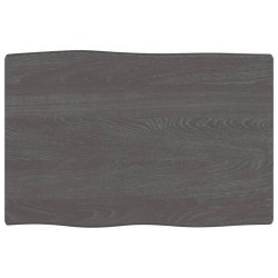 Tischplatte 60x40x6 cm Massivholz Eiche Behandelt Baumkante