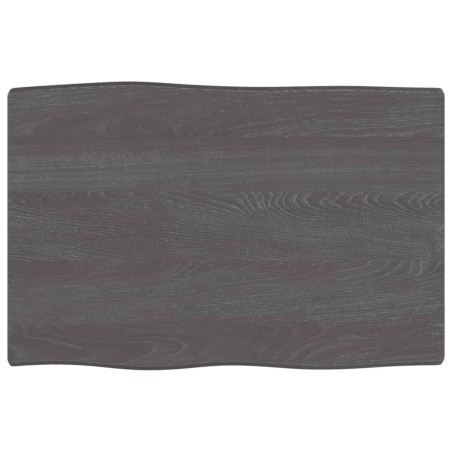 Tischplatte 60x40x6 cm Massivholz Eiche Behandelt Baumkante