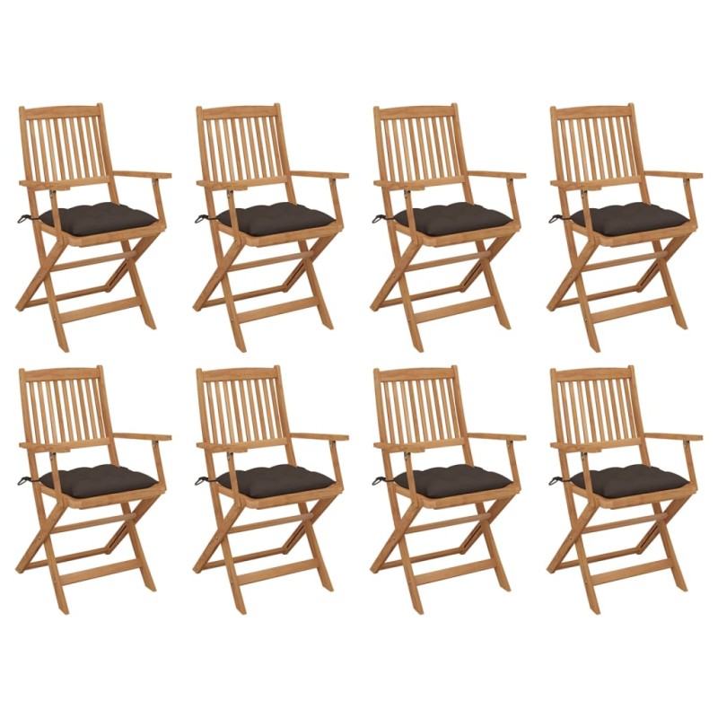 vidaXL Klappbare Gartenstühle mit Kissen 8 Stk. Massivholz Akazie vidaXL Klappbare Gartenstühle mit Kissen 8 Stk. Massivholz Akazie