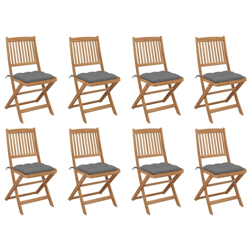 vidaXL Klappbare Gartenstühle mit Kissen 8 Stk. Massivholz Akazie vidaXL Klappbare Gartenstühle mit Kissen 8 Stk. Massivholz Akazie