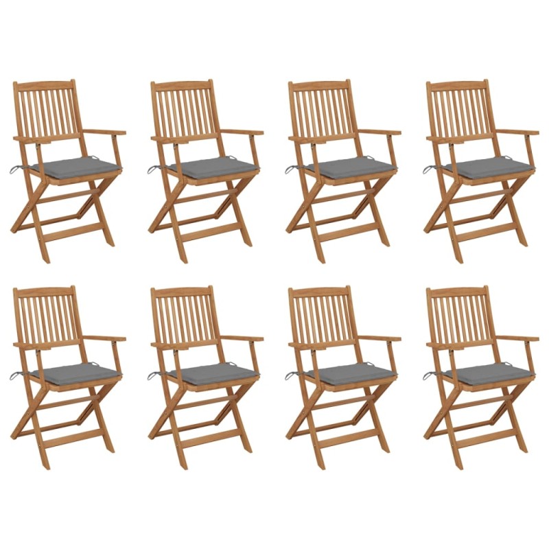 vidaXL Klappbare Gartenstühle mit Kissen 8 Stk. Massivholz Akazie vidaXL Klappbare Gartenstühle mit Kissen 8 Stk. Massivholz Akazie