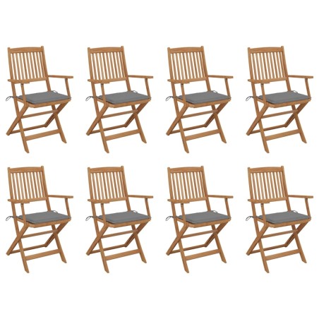 vidaXL Klappbare Gartenstühle mit Kissen 8 Stk. Massivholz Akazie