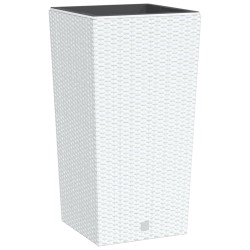 vidaXL Pflanzkübel mit herausnehmbaren Einsatz Weiß 21/49 L PP-Rattan