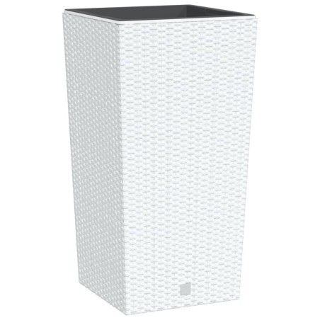 vidaXL Pflanzkübel mit herausnehmbaren Einsatz Weiß 21/49 L PP-Rattan