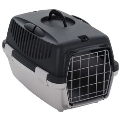 vidaXL Transportbox für Haustiere Grau und Schwarz 48x32x31 cm PP